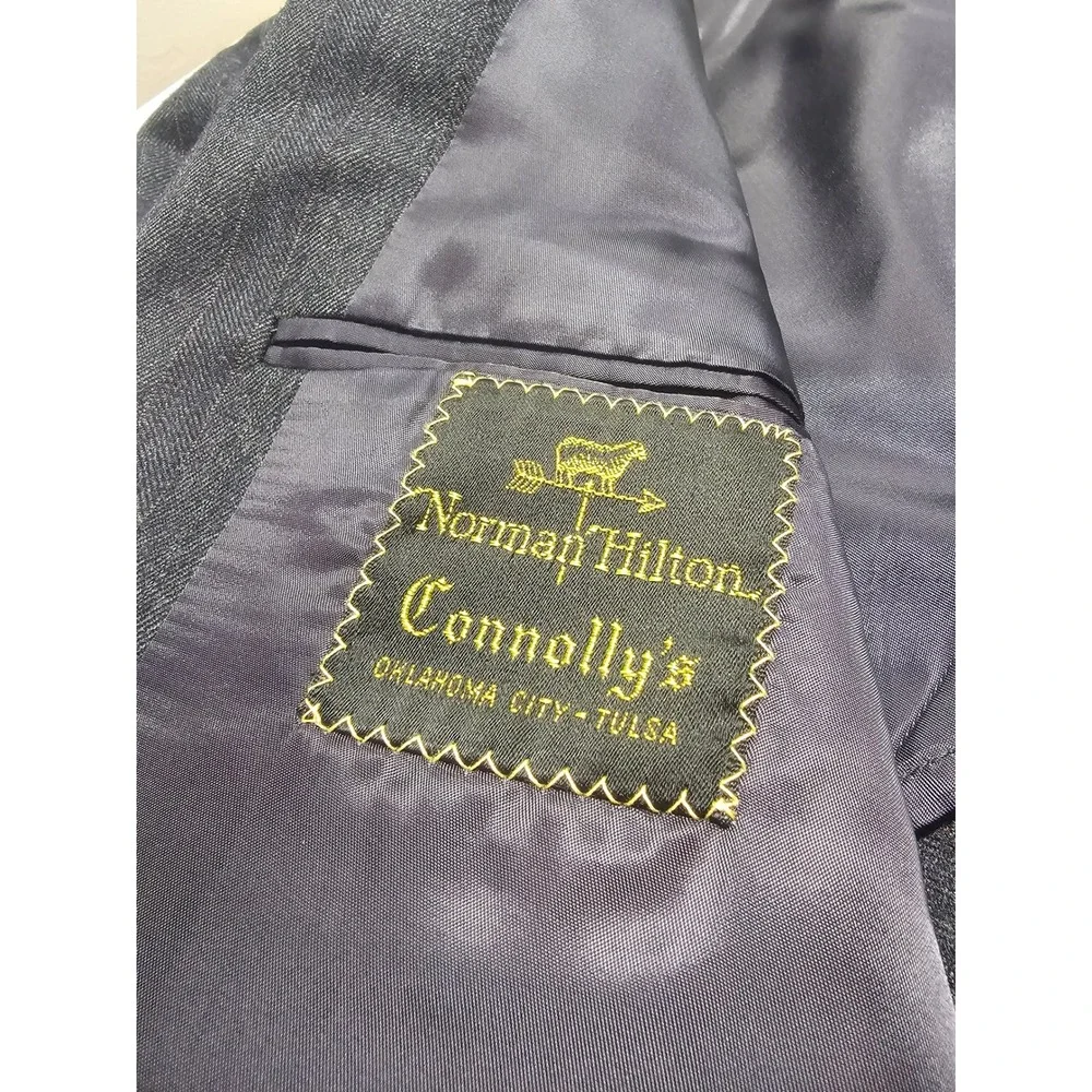 Norman Hilton Connollys Mens 42L Pinstripe Blazer‎ Charcoal Gray 2 Button Jacket